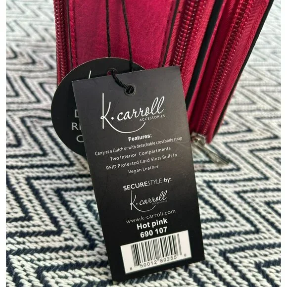 K. Carroll Vegan Leather RFID-Protected Crossbody Bag/Clutch Detachable Strap & - Picture 3 of 6